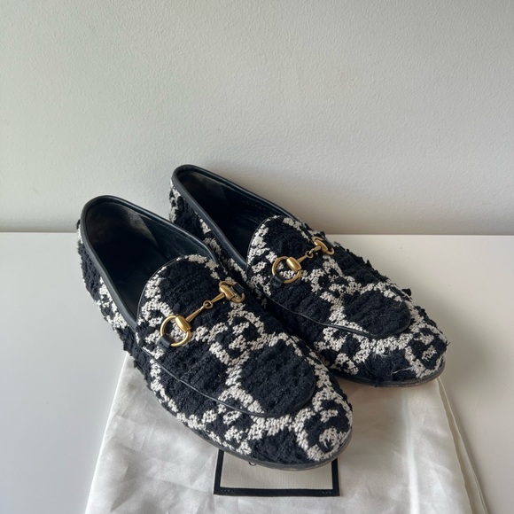 Gucci women’s tweed Jordan loafer black and white GG size 37 - Picture 2 of 8